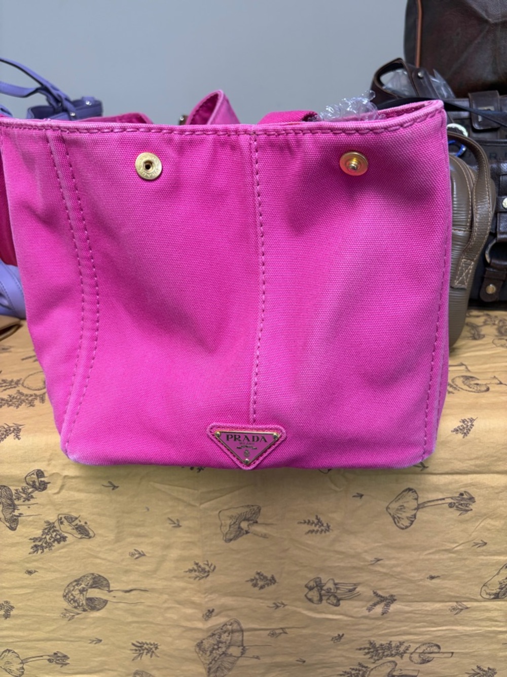Authentic Prada Pink Canvas Canapa Tote - Picture 2 of 13